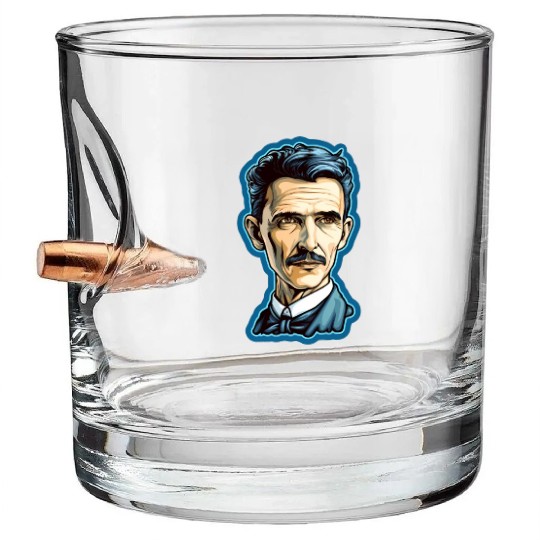 Nikola Tesla Physics Nerd Geek Bullet Whiskey Glasses