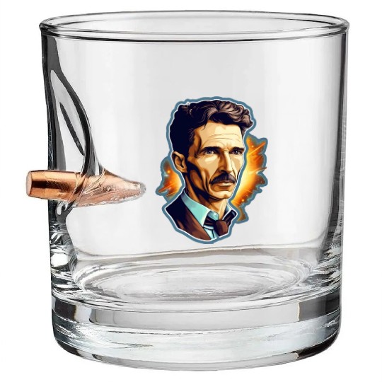Nikola Tesla Physics Nerd Geek Natural Sciences Bullet Whiskey Glasses