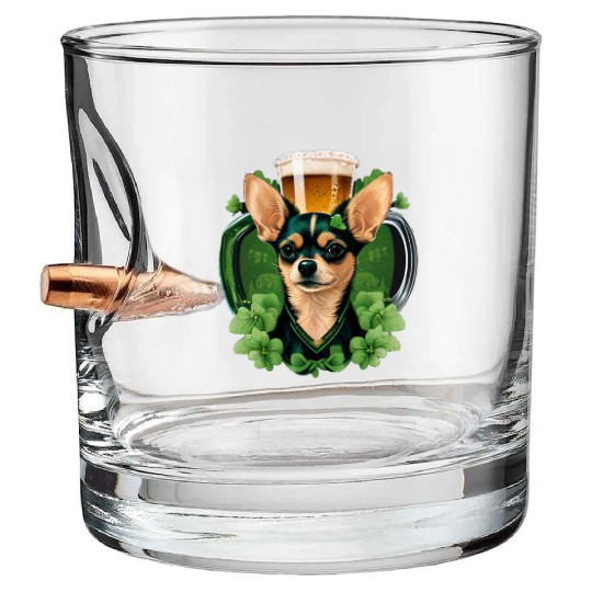 Chihuahua | St. Saint Patricks Day Beer Shamrock Bullet Whiskey Glasses