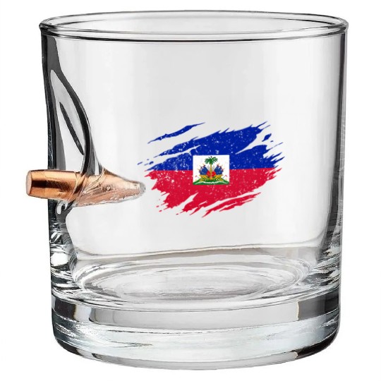 Haitian Flag Haiti Pride Roots Bullet Whiskey Glasses