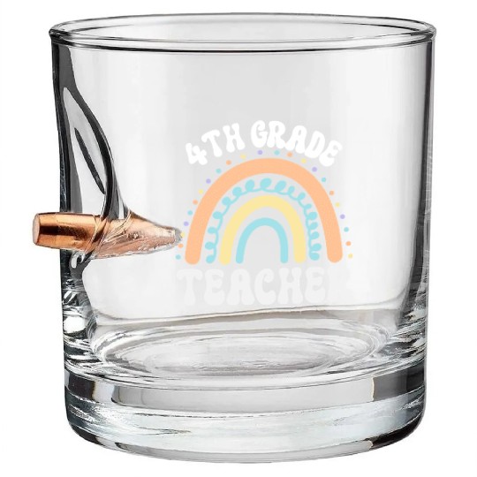 4th grade teacher, back to school Bullet Whiskey Glasses