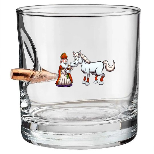 Saint Nicholas Feeding His Horse Bullet Whiskey Glasses