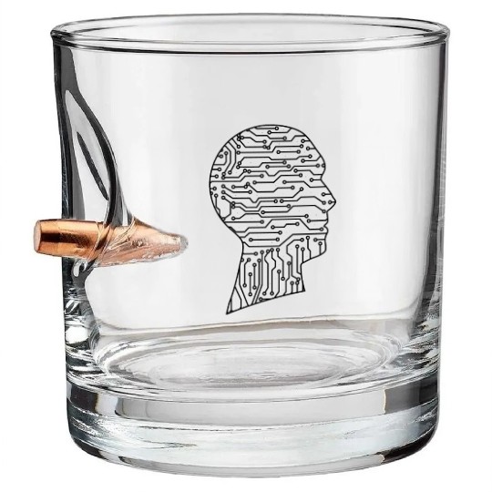 AI Artificial Intelligence Robot AI Machines Bullet Whiskey Glasses
