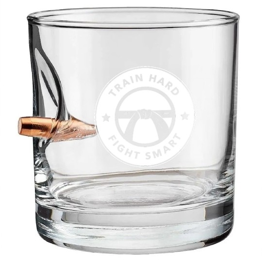 Train hard fight smart Bullet Whiskey Glasses