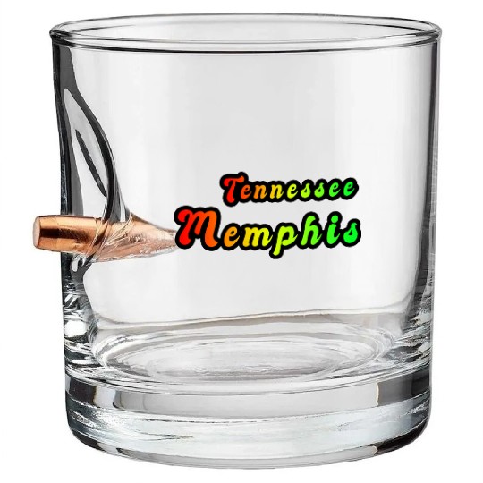 Memphis Tennessee rainbow design Bullet Whiskey Glasses