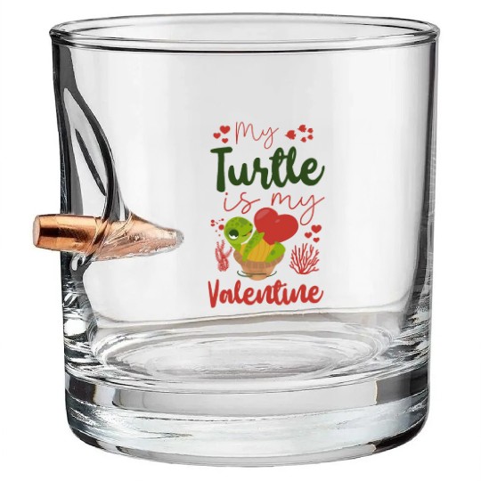 Sea Turtle Tortoise Valentines Day Bullet Whiskey Glasses