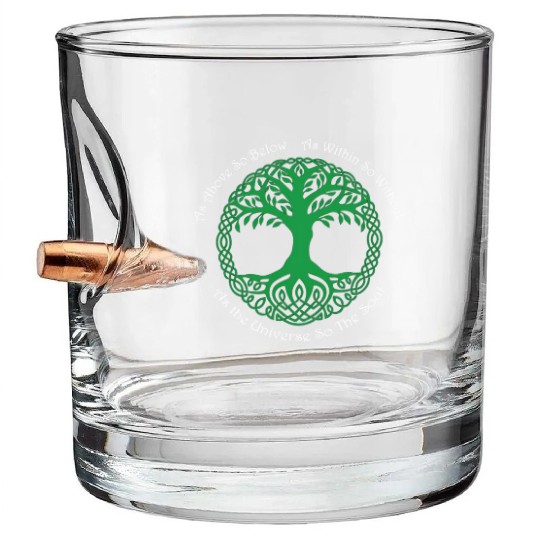 Pagan Celtic Wiccan As Above So Below Green Tree Bullet Whiskey Glasses