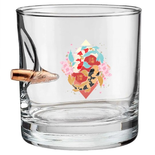 Kawaii Cherry Blossom Koi Fish Japanese Sakura Bullet Whiskey Glasses