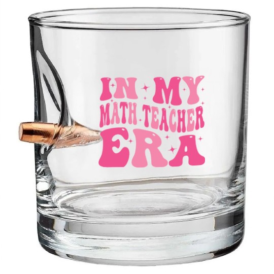 In My Math teacher Era Groovy Retro Back To School Bullet Whiskey Glasses
