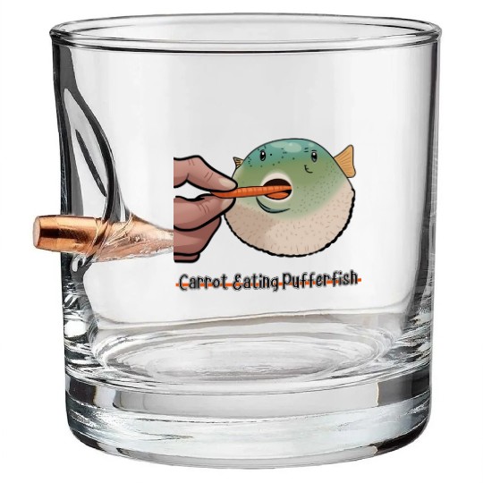 Carrot Eating Pufferfish Meme Bullet Whiskey Glasses