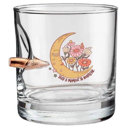 SELF CARE Bullet Whiskey Glasses, Moon Face, Wild Flower Bullet Whiskey Glasses