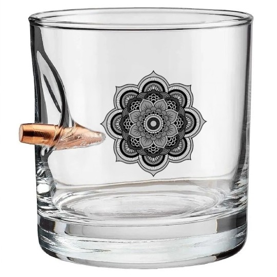 Colorful Mandala Pattern Modern 2 Bullet Whiskey Glasses