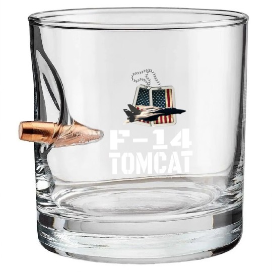 F 14 Tomcat US Flag Bullet Whiskey Glasses