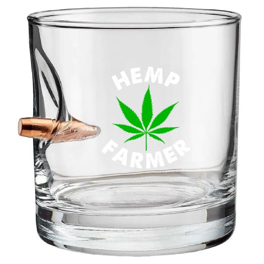 Hemp Farmer Green Leaf Bullet Whiskey Glasses