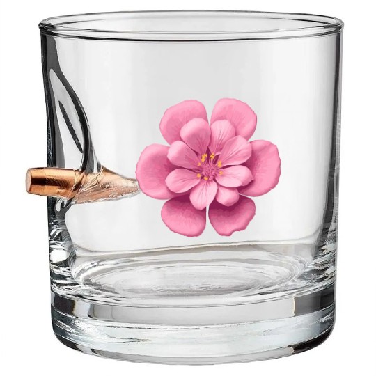 Pink Sakura flower Bullet Whiskey Glasses