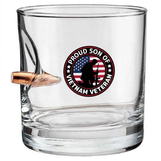 Proud son of Vietnam veteran Bullet Whiskey Glasses