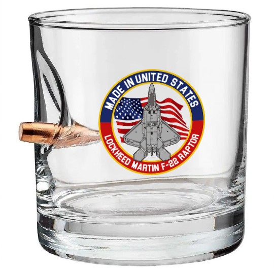 F 22 Raptor Made in USA Bullet Whiskey Glasses