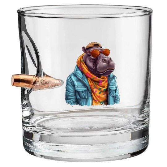 Graffiti Hippo. Heavyweight Strength. Bullet Whiskey Glasses