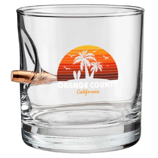 Retro Orange County California Sunset Cool Bullet Whiskey Glasses