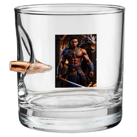 "Inferno's Edge: Warrior's Flaming Dragon Sword" Bullet Whiskey Glasses