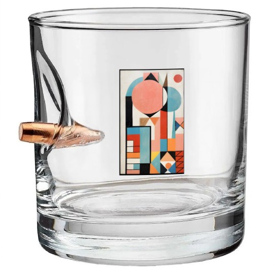 Floral Modern Geometric Mid Century Bullet Whiskey Glasses