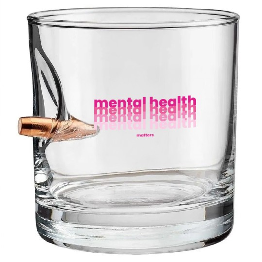 Mental Health Matters Poppins Barbiecore Pink Bullet Whiskey Glasses