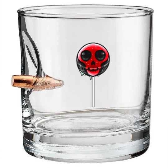 Red Skull Lollipop Trick Or Treat Halloween Bullet Whiskey Glasses