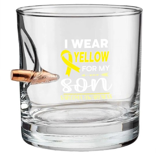 I Wear Yellow For My Son Bullet Whiskey Glasses