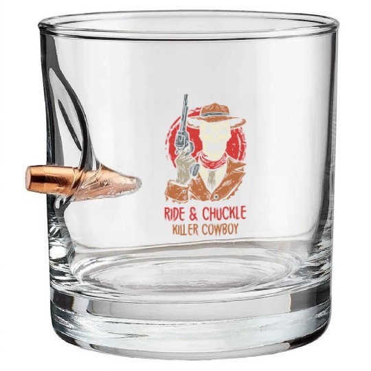Spooky Horror Western Cowboy Rider Rodeo Country Bullet Whiskey Glasses