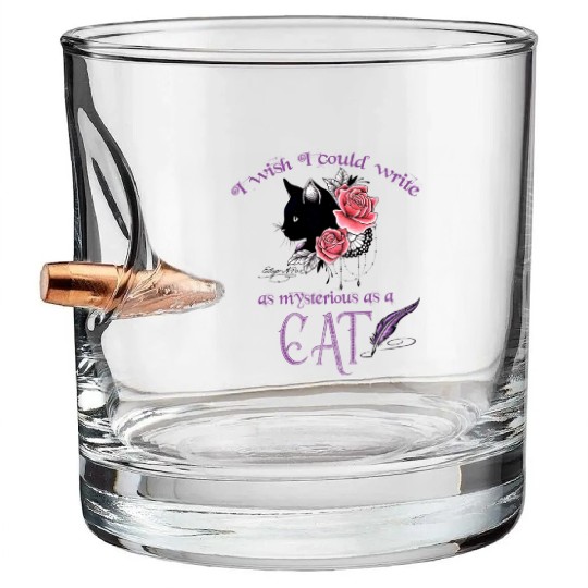 Mysterious Cat Edgar Allan Poe Bullet Whiskey Glasses