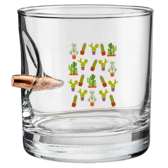Cactus Succulent Plants Nature Colorful Aztec Bullet Whiskey Glasses