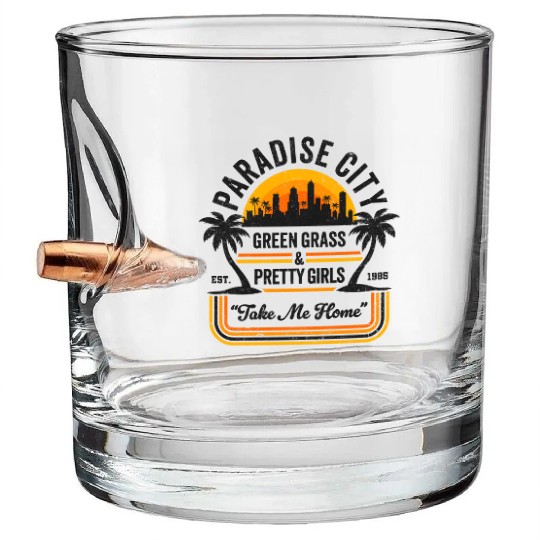 Paradise City: Funny 80's Rock Vibes Bullet Whiskey Glasses