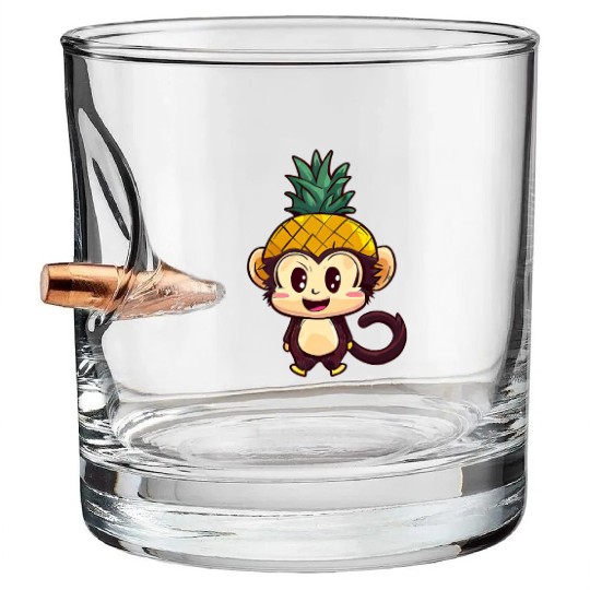Tropical monkey with pineapple helmet Bullet Whiskey Glasses