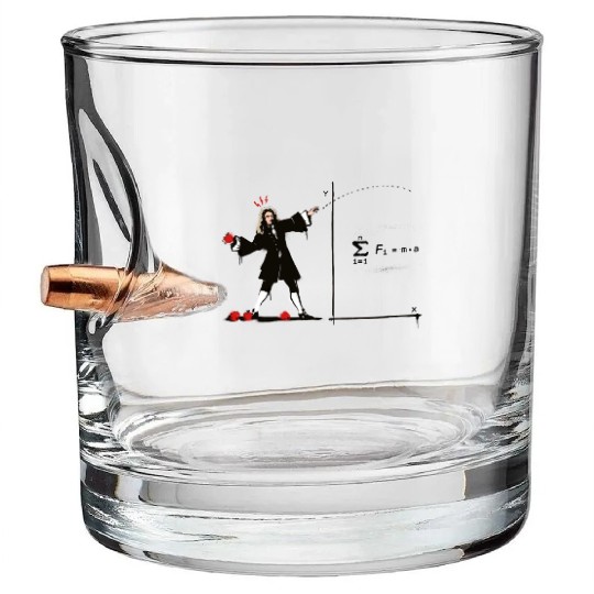Newton Bombs Funny Physics Science Banksy Street Bullet Whiskey Glasses