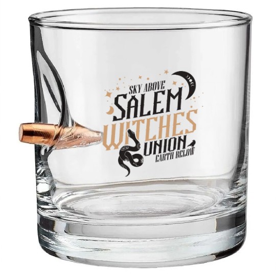 Salem Witches Union Black Bullet Whiskey Glasses