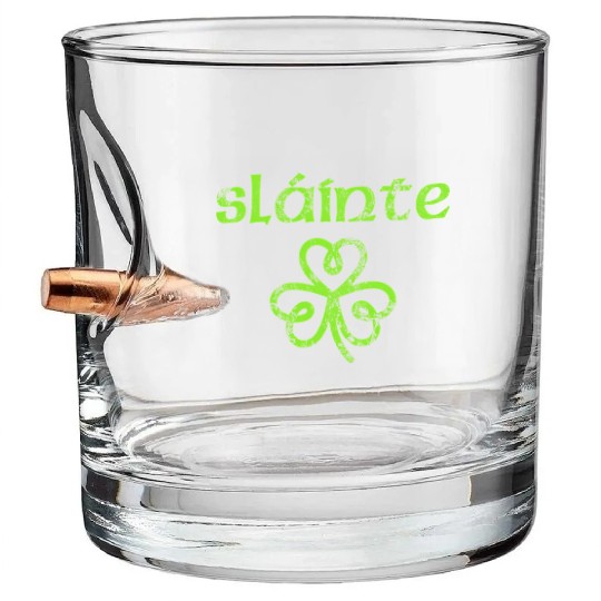 Slainte Cheers Health Fun St Patric Day Bullet Whiskey Glasses