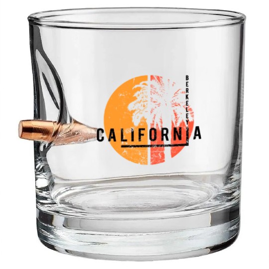 Berkeley California Cool Native Palm Tree Bullet Whiskey Glasses