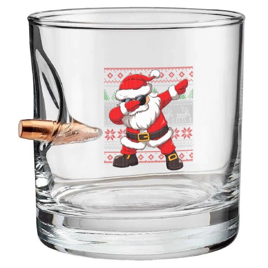 Dabbing Santa Funn Ugly Bullet Whiskey Glasses