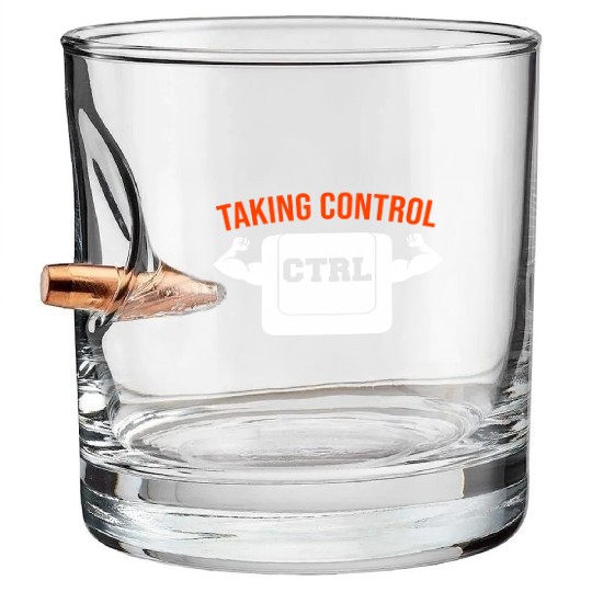 Taking Control I Geek Computer Nerd Bullet Whiskey Glasses