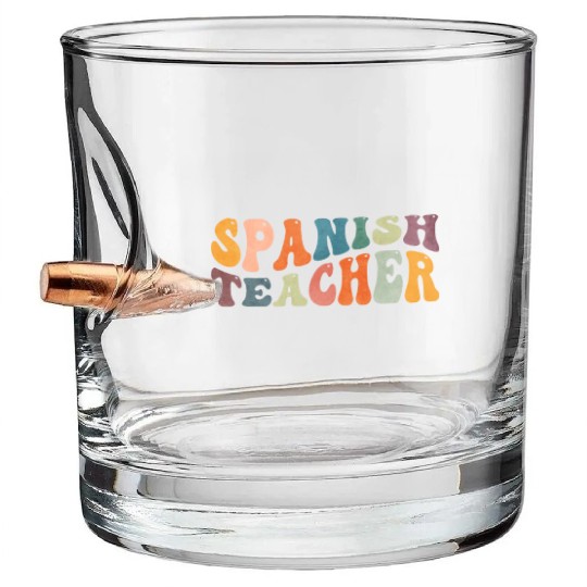 Groovy Spanish Teacher Maestra Bilingual Teaching Bullet Whiskey Glasses