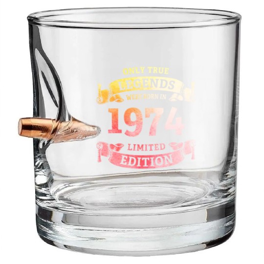 True Legends were born in 1974 50th Birthday Gift Bullet Whiskey Glasses