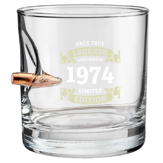 True Legends were born in 1974 50th Birthday Gift Bullet Whiskey Glasses