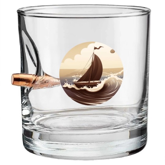 Chocolate Sailboat at Sunset Bullet Whiskey Glasses