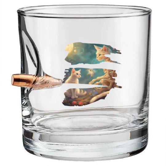 Skeleton And Cat Best Friends Kitten Funny Cats Lo Bullet Whiskey Glasses