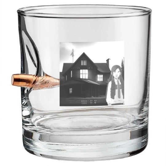Is a haunted house??? (Black and white version) Bullet Whiskey Glasses