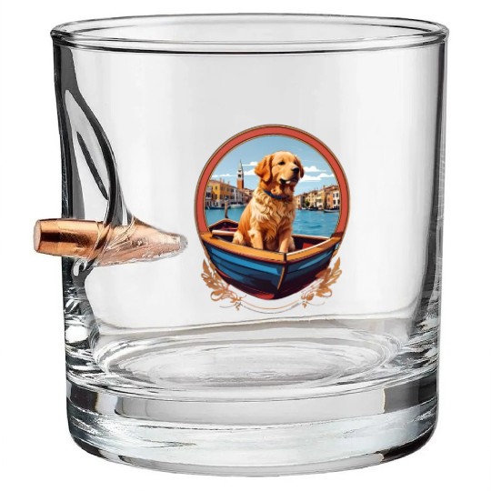 Golden Retriever's Venice Voyage Bullet Whiskey Glasses