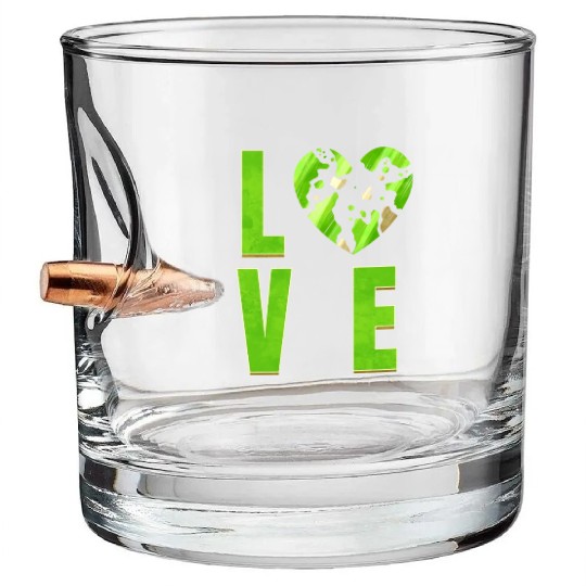 I Love My Planet I Love The Earth Day Bullet Whiskey Glasses