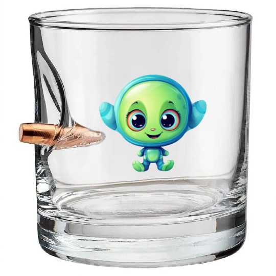 Kawaii Laughing Alien Bullet Whiskey Glasses