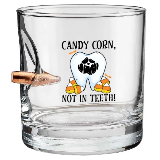 Candy Corn, Not in Teeth! Bullet Whiskey Glasses