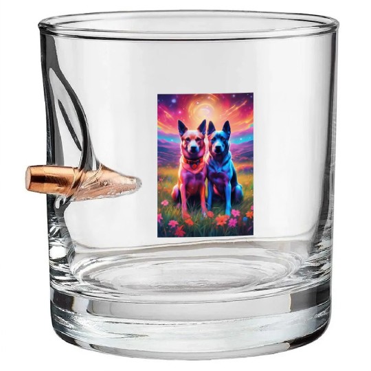 two dogs portrait lushill style artgerm and james Bullet Whiskey Glasses